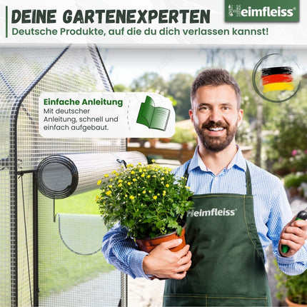 Heimfleiss® tomātu siltumnīca balkonam un dārzam | Tomātu siltumnīca maza | Ziemai izturīga polituneļa siltumnīca | Tomātu istabas augu telts, kas izgatavota no folijas un metāla rāmja | Pavairošanas mājas balkona siltumnīca