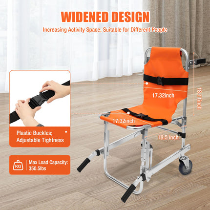 Kāpņu krēsla kāpņu pacēlājs, salokāms kāpņu kāpējs, ratiņkrēsls, 159 kg kravnesība, transportēšanas ratiņkrēsls, pārnēsājams kāpņu pacēlājs, slimnīcām, neatliekamās palīdzības centriem un mājsaimniecībām (oranžs)
