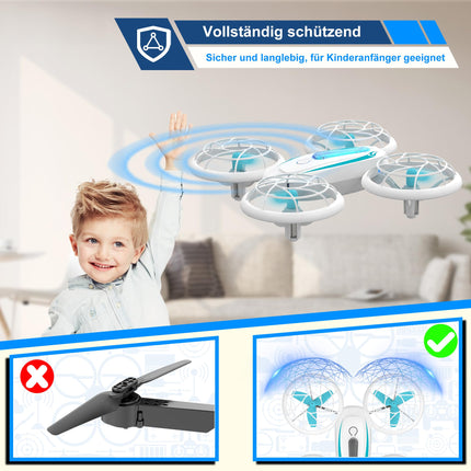 Wipkviey T18 mini drons bērniem, tālvadības kvadrokopters ar augstuma noturēšanu un bezgalvas režīmu, drons ar zilām un zaļām gaismām un 360° rotāciju zēniem, meitenēm iesācējiem, 2 baterijas