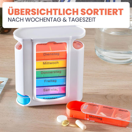 MC-Trend 7 dienu tablešu kastīte ar 4 nodalījumiem dienai – liela tablešu kastīte un nedēļas dozators – medikamentu kastīte ar izvēlētu daudzumu: 1, 2, 6, 12, 24 vai 48 gab.