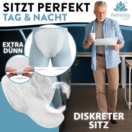 Harmony Care® Men SUPER absorbējošie urīna nesaturēšanas ieliktņi vīriešiem ar vieglu vai vidēji smagu urīnpūšļa vājumu - diskrēti ieliktņi vīriešiem ar urīna nesaturēšanu - 20 gabali