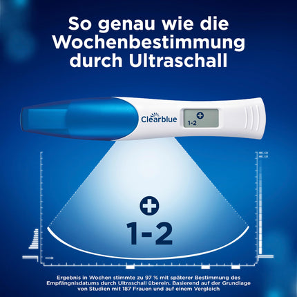Clearblue grūtniecības testa kombinētais iepakojums — dubultā pārbaude agrīnai un nedēļai, 2 testi (1 digitālais 25 mSV/ml, 1 vizuālais 10 mSV/ml), grūtniecības tests, agrīns grūtniecības tests, grūtniecības nedēļas noteikšana