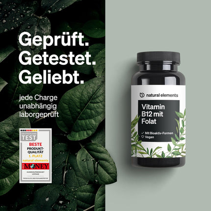 Vitamīns B12 – 180 vegānas tabletes 6 mēnešiem – 500 µg B12 vitamīna un 200 µg folskābes vienā dienas devā – augsta deva, bez nevajadzīgām piedevām – ražots Vācijā un laboratorijā pārbaudīts