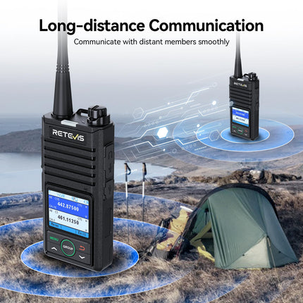Retevis RB658 rācijas lietotne, Bluetooth divvirzienu radio 1800 mAh, AI trokšņu slāpēšana, 1,77 collu ekrāns, rācijas ar bezvadu austiņām, autoparkiem, transportlīdzekļu vadīšanai (2 iepakojumā, melnas)