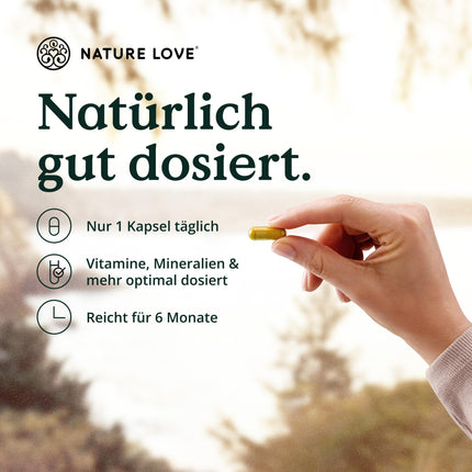 Multivitamīnu komplekss – 180 vegānas kapsulas – vitamīni AZ un minerālvielas – ar zaļās tējas ekstraktu un citrusaugļu bioflavonoīdiem – augsta deva un bioaktīvās formas – laboratoriski pārbaudīts, bez nevajadzīgām piedevām