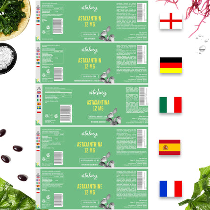 Vitabay astaksantīns 12 mg ar augstu devu un vegāns - 90 mīkstās želatīna kapsulas, laboratoriski pārbaudītas un bez piedevām - dabīgs astaksantīns