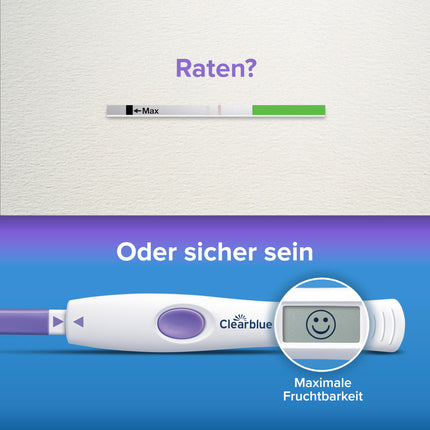 Clearblue Advanced digitālais ovulācijas tests, divkārša iespēja ieņemt bērnu, 1 digitālā testa turētājs un 30 ovulācijas testi, izmēģiniet BEZMAKSAS Clearblue menstruāciju un cikla izsekošanas lietotni