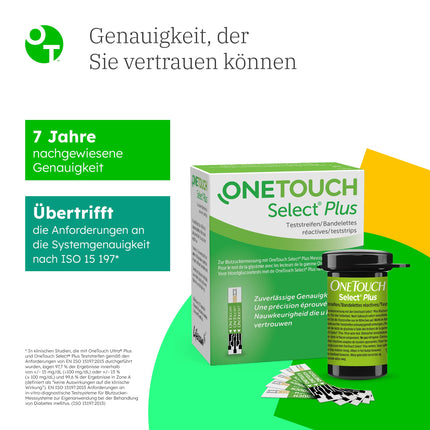 OneTouch Select® Plus asins glikozes testa strēmeles I 50 strēmeles I 1 iepakojums I asins glikozes mērīšanai diabēta (cukura slimības) gadījumā
