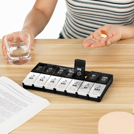 Tablešu kastīte 7 dienām no rīta vakarā liela, tablešu kastīte 14 dienām vakarā XL liels dozators medikamentiem liela tablešu kastīte medikamentu kastīte 7 dienām vitamīniem, uztura bagātinātājiem un medikamentiem
