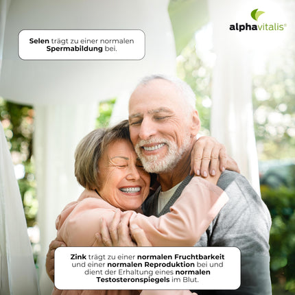 alphavitalis ALPHA Men kapsulas ilgstošai lietošanai ar cinku (normālai auglībai un reproduktīvajai sistēmai), aminoskābi L-arginīnu, Maca Black, Tribulus Terrestris, ginkgo, žeņšeņu