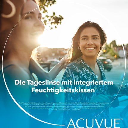 ACUVUE MOIST 1 dienas kontaktlēcas jutīgām acīm un cilvēkiem ar alerģijām – dienas kontaktlēcas ar -4,75 dpt un BC 8,5 – UV aizsardzība un ērta valkāšana – 90 lēcas