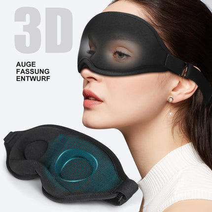 Aosun miega maska ​​sānu gulētājiem, 2024. gada uzlabotas 3D acu maskas miega maskas vīriešiem un sievietēm, 100% gaismu bloķējoša miega maska ​​ar regulējamu elastīgu siksnu ceļojumiem (melna)