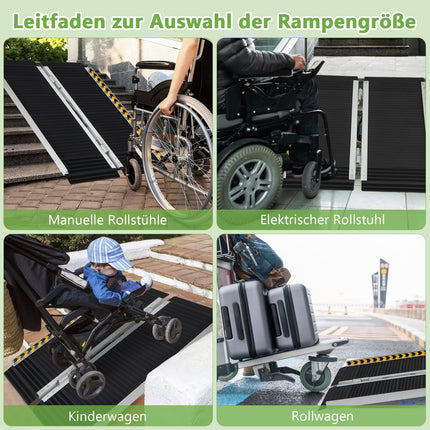 COSTWAY ratiņkrēslu rampa 91 cm, saliekama, pārnēsājama un neslīdoša rampa ar celtspēju līdz 272 kg, alumīnija piekļuves rampa, sliekšņa rampa ratiņkrēslu kāpņu durvīm (91 x 74 cm)