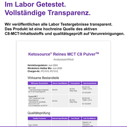 Tīrs C8 MCT pulveris | 4 reizes lielāks ketonu līmeņa paaugstinājums salīdzinājumā ar citiem MCT | Nulle ogļhidrātu | Atbalsta keto diētu un gavēni | Vegāns, drošs un bez glutēna | Bezgaršīgs | 500 g maisiņš | Ketosource