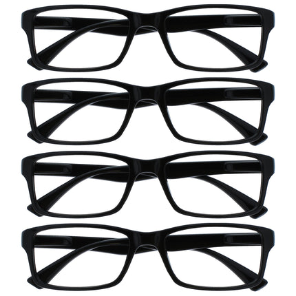 The Reading Glasses Company The Reading Glasses Company Black Readers Value 4 iepakojums Dizainera stils Vīriešiem Sievietēm RRRR92-1 +1,50