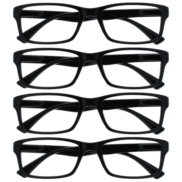 The Reading Glasses Company The Reading Glasses Company Black Readers Value 4 iepakojums Dizainera stils Vīriešiem Sievietēm RRRR92-1 +1,50
