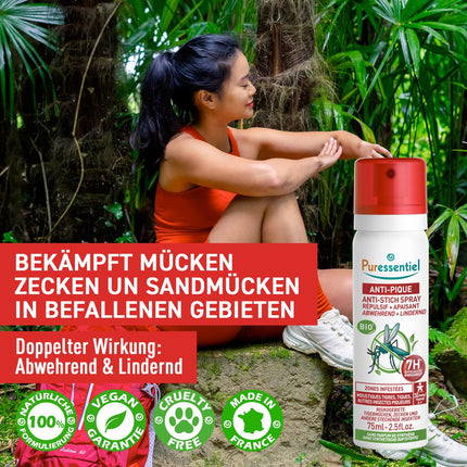 Puressentiel - pretkodienu atbaidīšanas un nomierinošs aerosols - mērenajiem un tropiskajiem apgabaliem - 100% dabīga aktīvā viela - 75 ml