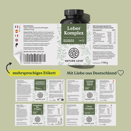 NATURE LOVE® Aknu komplekss - 120 kapsulas - ar mārdadzi, holīnu, artišoku ekstraktu, kurkumu un cinku - Augsta deva, vegāns, laboratorijā pārbaudīts un ražots Vācijā
