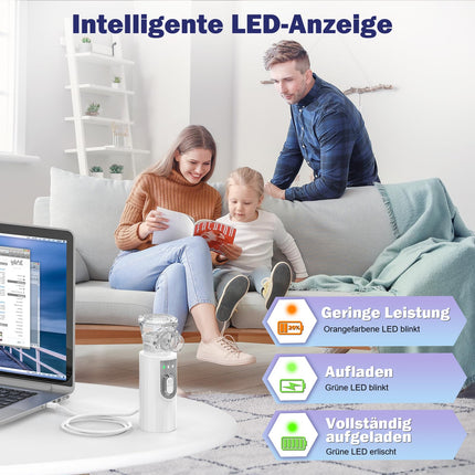 AU YAT inhalators, uzlādējams USB C inhalators bērniem ar pārnēsājamu dizainu, īpaši kluss inhalators, efektīvs smidzinātāja inhalators bērniem, atrodoties ceļā