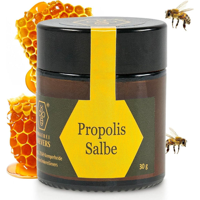 Nordbienchen® Propolisa ziede 30g - No mūsu pašu biškopības – Dabīgs propolisa krēms ādas kairinājumiem, aknei, neirodermatītam, herpes, kārpām – Bišu vaska ziede bez piedevām