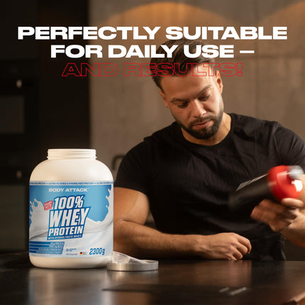 Body Attack 100% sūkalu proteīns - Cookies n Cream, 2,3 kg - ražots Vācijā - īpaši krēmīgs proteīna pulveris ar hidrolizātu un BCAA, atbalsta muskuļu augšanu un diētas, visiem sportistiem un sievietēm