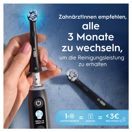 Oral-B iO Ultimate Cleaning elektriskās zobu birstes uzgaļi, 8 gab. iepakojumā, izcila zobu tīrīšana, oriģinālais zobu birstes uzgalis Oral-B zobu birstēm, pastkastītei drošs iepakojums, melns