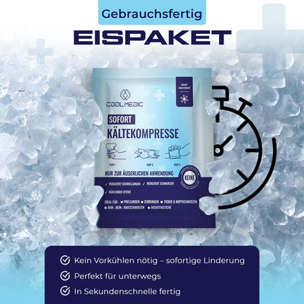 COOLMEDIC Sofort Kältekompresse zum Knicken (5 Stück) | Sofortiges Kühlen, Lange Kühldauer, Universell | Einmal Kühlpack Kühlpads Kühlpacks Kälte Sofort Kompresse für Sport Erste Hilfe uvm.