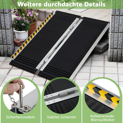 COSTWAY ratiņkrēslu rampa 91 cm, saliekama, pārnēsājama un neslīdoša rampa ar celtspēju līdz 272 kg, alumīnija piekļuves rampa, sliekšņa rampa ratiņkrēslu kāpņu durvīm (91 x 74 cm)