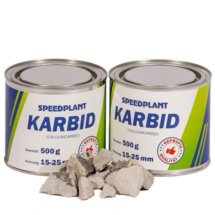 SPEEDPLANT karbīds 1 kg (2 x 500 g) - karbīda šķiedras, lieli cietie akmeņi, graudu izmērs 15–25 mm - 2 kannas