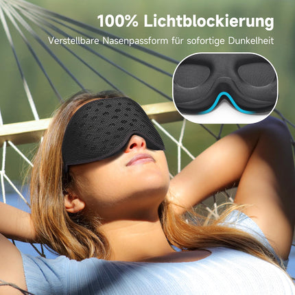 Umisleep elpojoša 3D miega maska ​​sānu gulētājiem, ērta, viegla miega acu maska ​​vīriešiem un sievietēm, ar uzglabāšanas somu un ausu aizbāžņiem lidmašīnai, ceļojumiem, birojam, melna