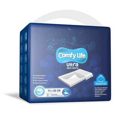 Comfy Life Ultra gultas paliktņi – augstākās kvalitātes luksusa vienreizlietojamie gultas paliktņi urīna nesaturēšanas gadījumiem – 75 x 90 cm – lieli palagi (15 iepakojumā)