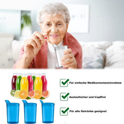3x dzeršanas krūzītes ar vākiem 250ml dzeltenas dzeršanas krūzītes senioriem 3x krūzīšu komplekts ar 3x vākiem (2x ar atveri 12 x 10 mm un 1 x ar atveri 4 x 4 mm) Dzeršanas krūzīte ar vāku - Dzeršanas krūzīte mazulim (zila)