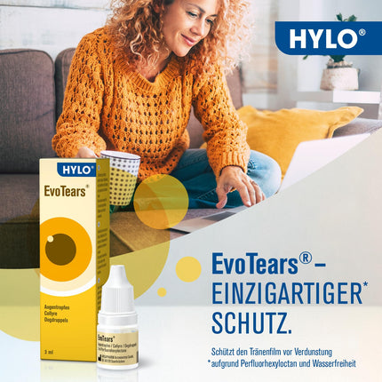 EvoTears® acu pilieni sausām acīm — unikāli, pateicoties perfluorheksiloktāna saturam un bezūdens, 3 ml