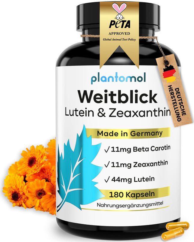Luteīna zeaksantīna kapsulas - Augstas devas acu vitamīni ar 44 mg luteīna + 11 mg zeaksantīna + 11 mg beta karotīna - 6 mēnešu acu kapsulu krājums - Redze