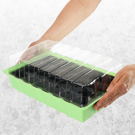 com-four® 4X iekštelpu siltumnīca, daudzpodu paplātes ar vāku, stādītājs ar audzēšanas podiem 96 augiem, audzēšanas komplekts ziediem, augļiem un dārzeņiem (audzēšanas komplekts 3)