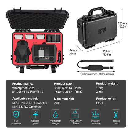 STARTRC Mini 3 Pro piederumu komplekts, 7 vienā ūdensnecaurlaidīga soma, HD stikls, filtrs, propellera turētājs, propellera aizsargs, aukla, nolaišanās mehānisms DJI Mini 3 Pro dronam (bez drona un kontroliera)