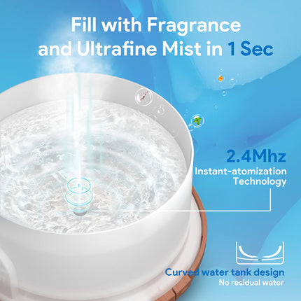ASAKUKI aromterapijas difuzors 500 ml, ultraskaņas aromterapijas difuzors ēteriskajām eļļām, mitrinātājs ar tālvadības pulti, automātiska izslēgšanās, kad trūkst ūdens, un 7 LED gaismas krāsu veidi