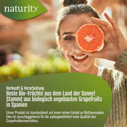 Bioloģisks greipfrūtu sēklu ekstrakts, 1200 mg bioflavonoīdu/100 ml, sertificēta bioloģiska kvalitāte, vegāns un ražots Vācijā, viegli un tīri lietojams