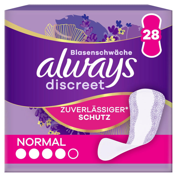 Always Discreet urīna nesaturēšanas ieliktnīši Normāli (28 ieliktnīši) sievietēm, spēcīga aizsardzība, ko gandrīz nejūtat