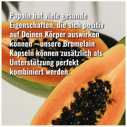 Papaīna kapsulas – 210 Carica Papaijas enzīmu kapsulas – augsta deva – 1500 mg dienā – Papaijas enzīmi bez piedevām – Papaijas gremošanas enzīms – Papaīns