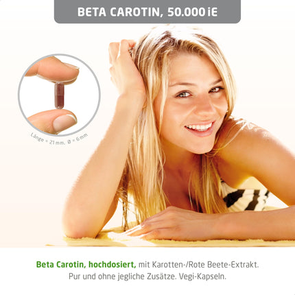 Beta karotīns, 50 000 SV (30 mg), 120 veģetārās kapsulas, augsta deva — A vitamīna priekštecis (acu, ādas aizsardzībai). Vegāns.