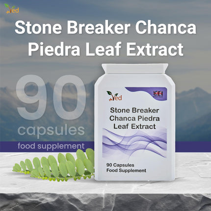 Ved Stone Breaker, Chanca Piedra lapu ekstrakts 1500 mg, nieru un aknu atbalstam, šķīdināšanai, skalošanai un attīrīšanai, 90 kapsulas (30 dienu piegāde)