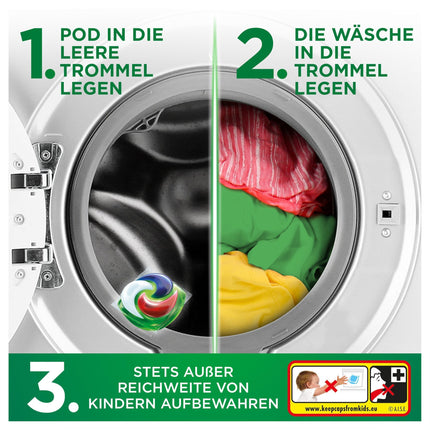 Ariel veļas mazgāšanas līdzekļa kapsulas "Viss vienā", šķidrā veļas mazgāšanas līdzekļa kapsulas, 50 mazgāšanas reizes, Universal+, spēcīga traipu noņemšana jau pēc pirmās mazgāšanas reizes