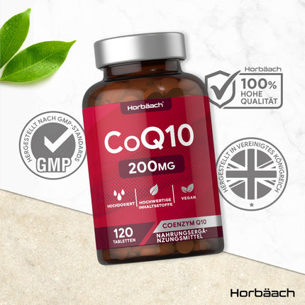 Koenzīms Q10 liela deva 200 mg | 120 vegānas tabletes | Avārijas kapsulas | Koenzīms Q10 | autors Horbaach