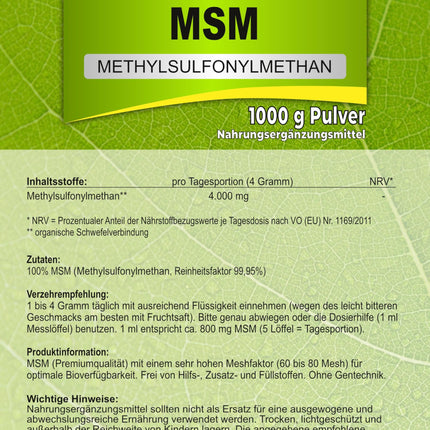Bonemis® Premium MSM pulveris, 3 kg (3 maisi pa 1 kg katrā), 99,95% tīrība, 60–80 mesh, bez silīcija dioksīda, bez DMSO atlikumiem