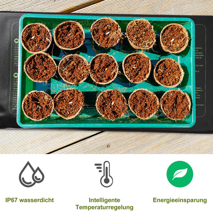 Pumwoy augu apkures paklājiņš ar termostatu 53*27cm, 30W iekštelpu siltumnīcas apkures paklājiņš, ūdensnecaurlaidīgs augu apkures paklājiņš, digitāls siltumnīcas apkures paklājiņš