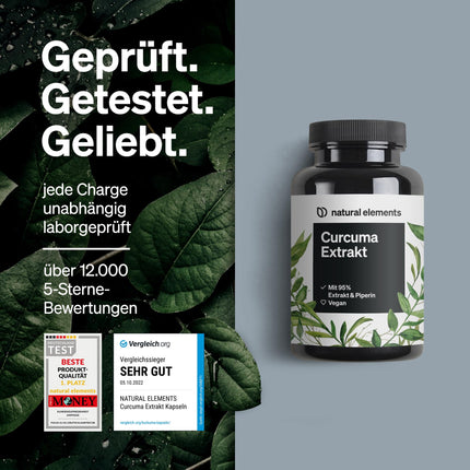 Kurkumas ekstrakts – augsta deva: VIENAS kapsulas kurkumīna saturs atbilst 10 000 mg kurkumas – augsta deva no 95 % ekstrakta – 90 kapsulas – laboratorijā pārbaudīts, vegāns un ražots Vācijā