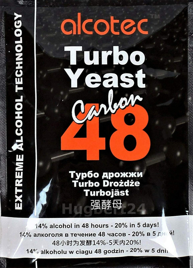 AlcoTec HUGBERT 48 Carbon Turbo, alkohols, fermentācijas raugs, raugs, dzēriens, destilācijas raugs, destilācija, 3 gab.