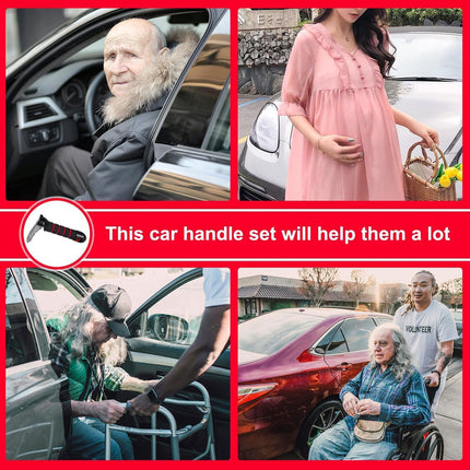 ZYEKIU automašīnas izejas palīglīdzeklis, ergonomisks automašīnas iekāpšanas palīgrīks, pārnēsājams automašīnas palīga atbalsta rokturis iekāpšanai un izkāpšanai no autobusa, rokturi senioriem (sarkans)