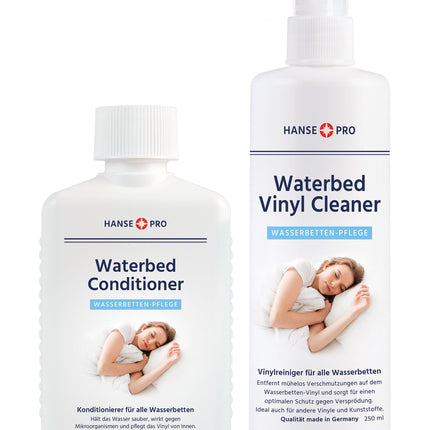 HANSE PRO ūdensgultas kopšanas komplekts: 1 x 250 ml ūdensgultas kondicionieris + 1 x 250 ml ūdensgultas vinila tīrīšanas līdzeklis | Ūdensgultas kopšana ar kondicionieri un vinila tīrīšanas līdzekli